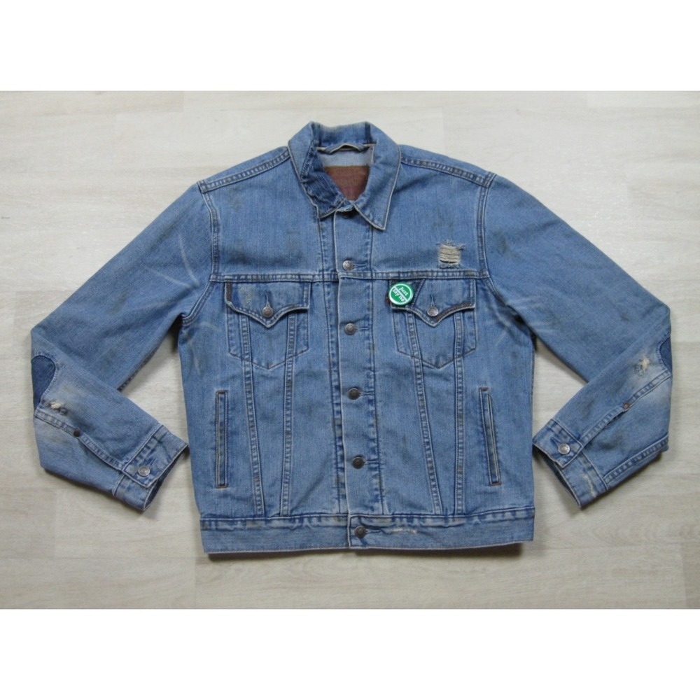 Vintage‎ Y2K Levi's Slim Trucker Jean Jacket Men's (M) Patchwork Distressed